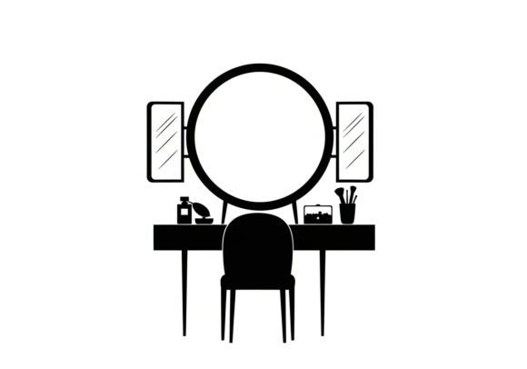 Black Silhouette Table Chair Makeup