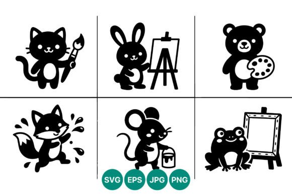 Cute Animal Painting Line Art