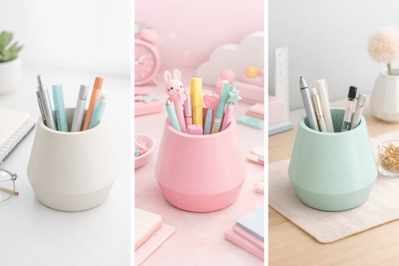 Cute Pastel Kawaii Pen Holder Organizer for 3D Printing: A Functional Desk Upgrade