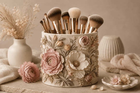 Elevating Vanity Aesthetics with the Floral Makeup Brush Holder STL