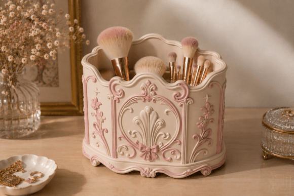 Elevating Vanity Organization with the Elegant Rococo Makeup Brush Holder STL