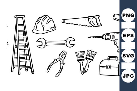 Evaluating Hand Drawn Construction Tools Clipart for Design Projects