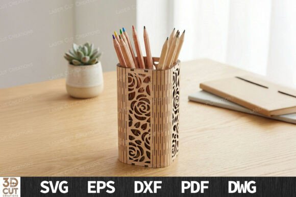 Floral Rose Wood Pen Holder SVG: A Practical Guide to Laser Cut Desk Organization