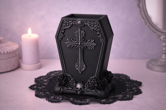 Gothic Coffin Brush Holder STL: Support-Free 3D Print