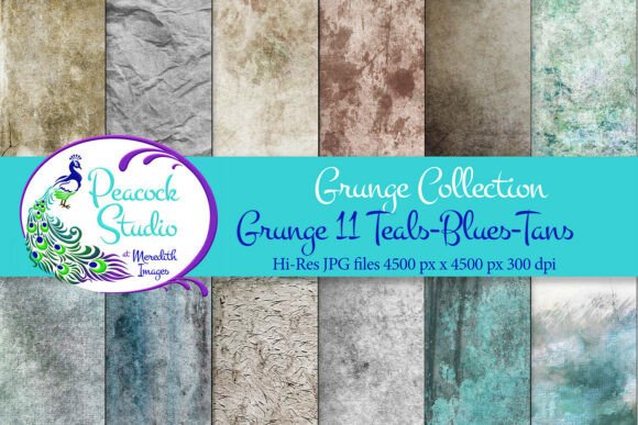 Grunge 11: Teal-Blue-Tan Textures
