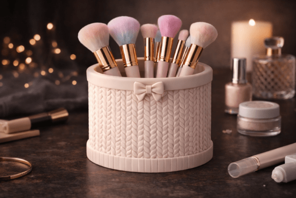Knitted Makeup Brush Holder STL: Organize in Style