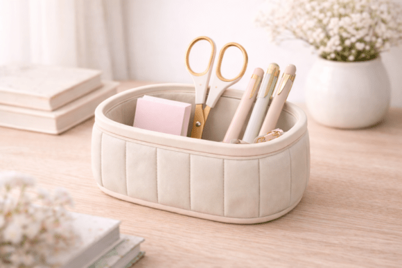 Quilted Oval Organizer – Desk Storage STL 3D Model for 3D Print