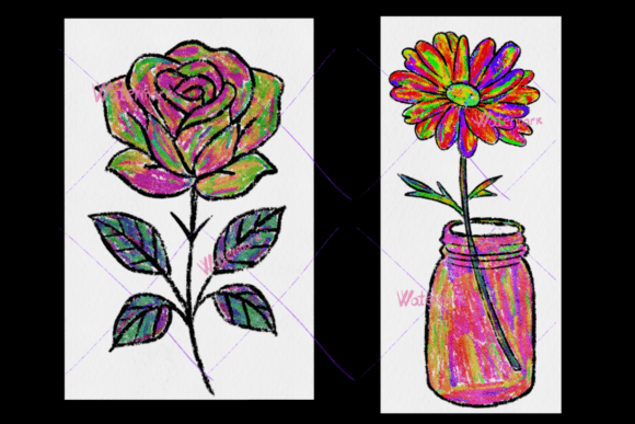Rose and Jar with Flower Colorfulcharcoa: A Guide to Textured Digital Art Assets