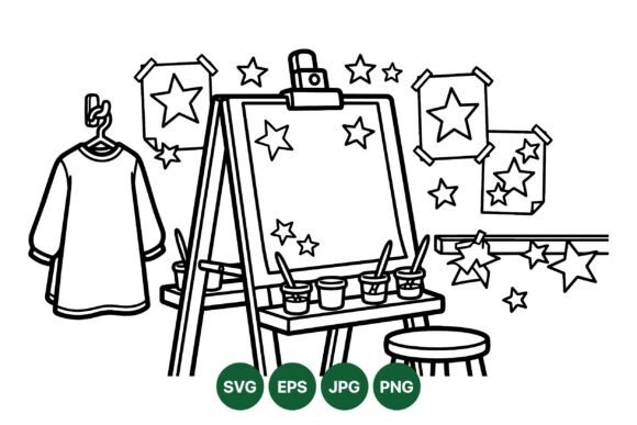 Star Art Studio Coloring Clipart for Creative Projects