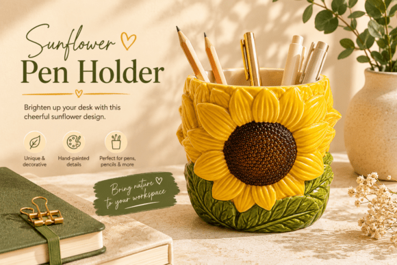 Sunflower Pen Holder: Strategic Workspace Organization and Digital Fabrication