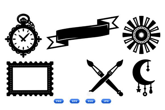 Vintage Vector Embellishments and Flat Silhouette Icons: A Versatile Design Resource