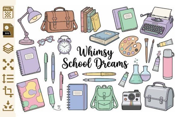 Whimsical School Clipart PNG SVG Bundle: A Versatile Design Resource for Educators, Makers, and Creative Entrepreneurs